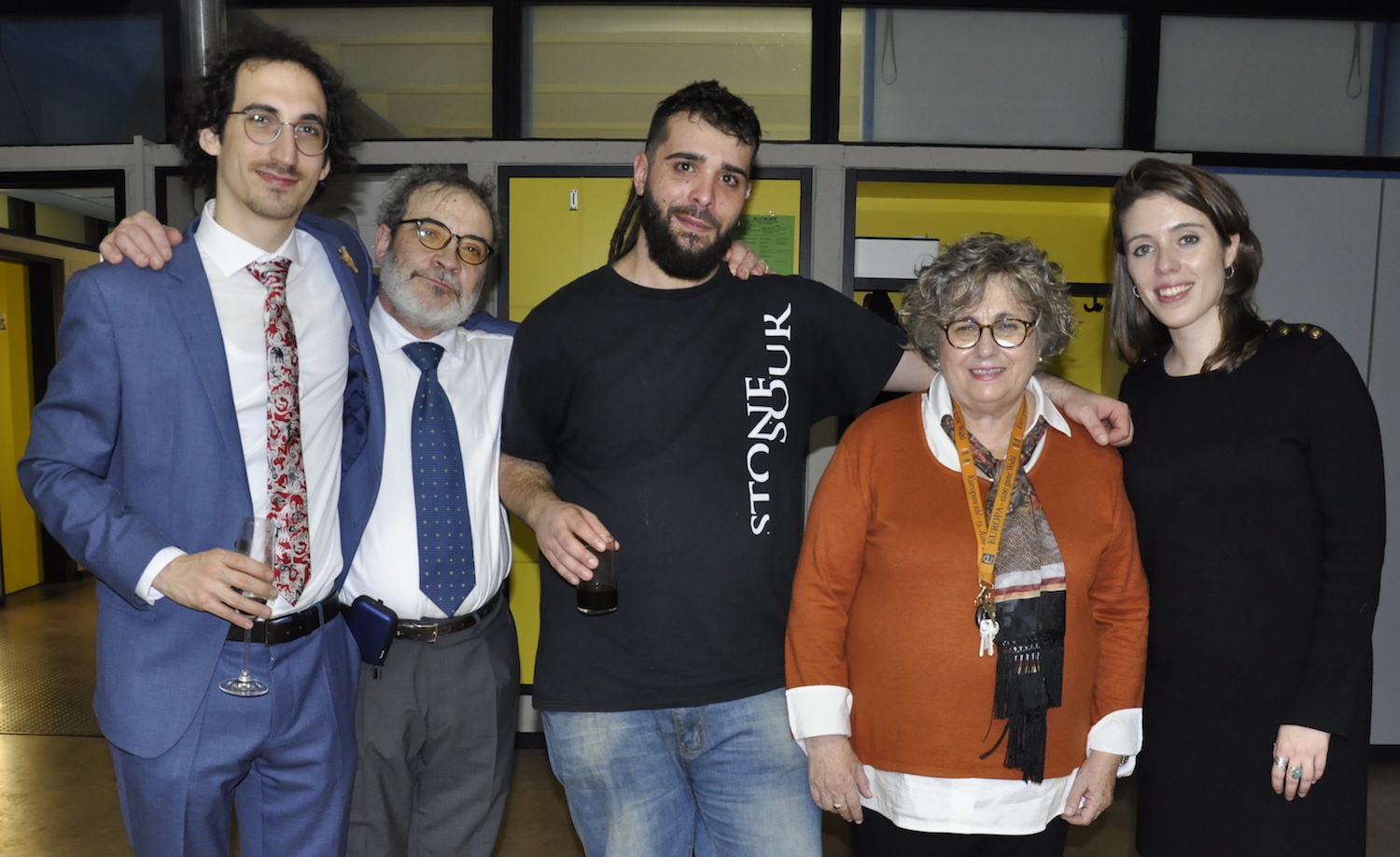 Josue Tonelli-Cueto with his parents and friends from Bilbao.